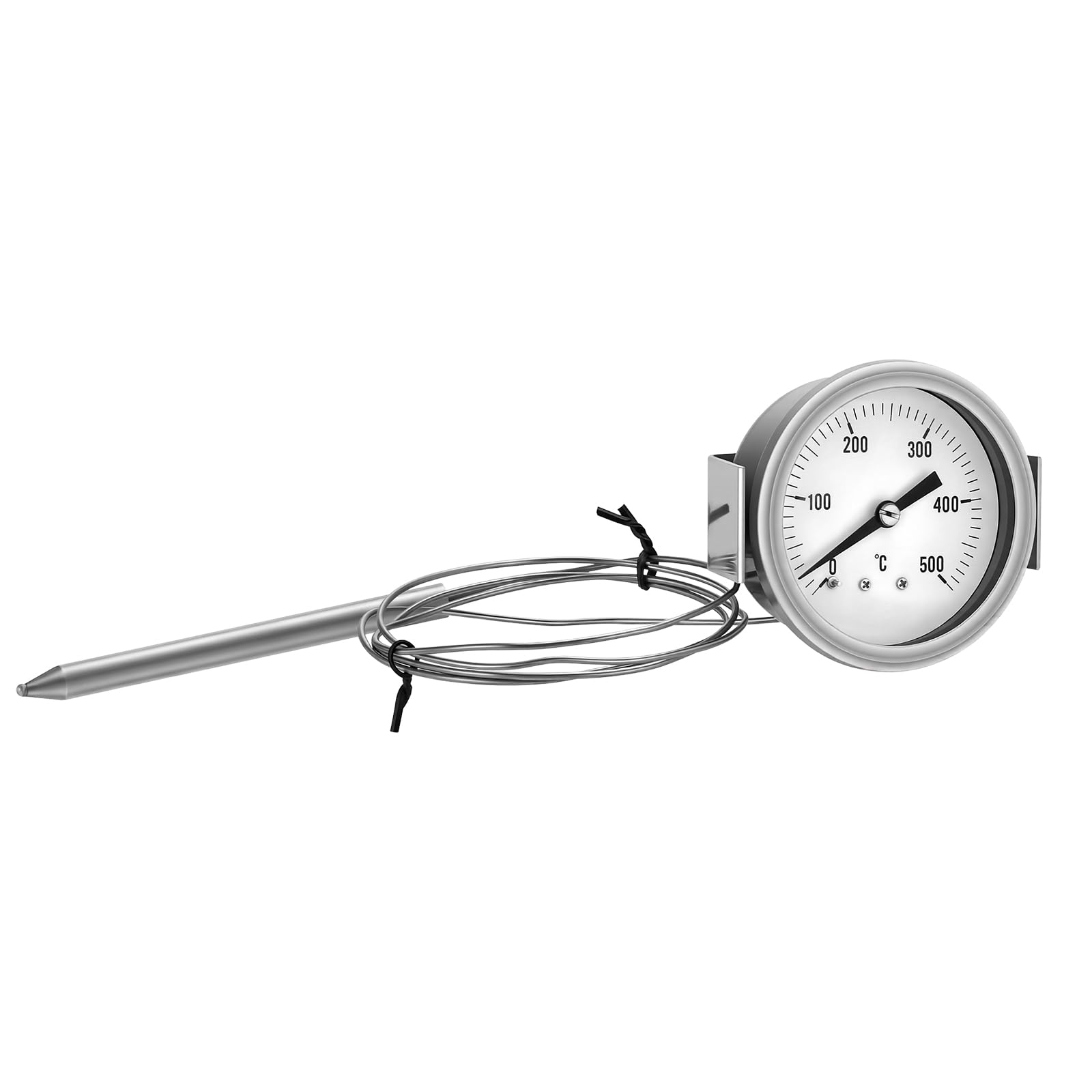 Thermometer,Oven Thermometer,Stainless Steel1.5M capillary,2.5" Dial,U-Back Mount,0-500℃ for Pizza Oven etc