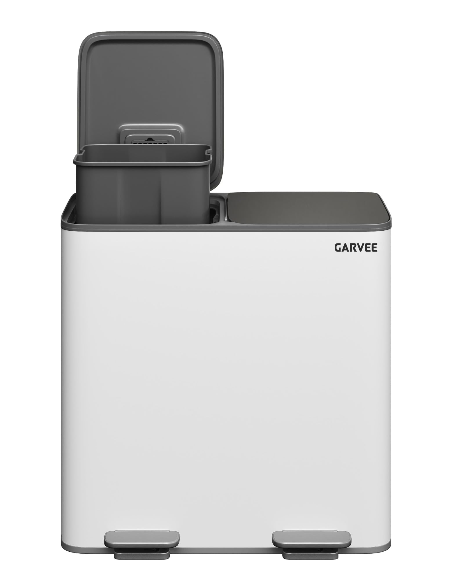 IDEALHOUSE 2-Fächer Küchen-Mülleimer aus Edelstahl – 40L Gesamtvolumen – Soft-Close-Deckel, Tretpedal, fingerabdruck- & geruchsresistent, herausnehmbare PP-Innenbehälter, rutschfeste Füße, Recycling-