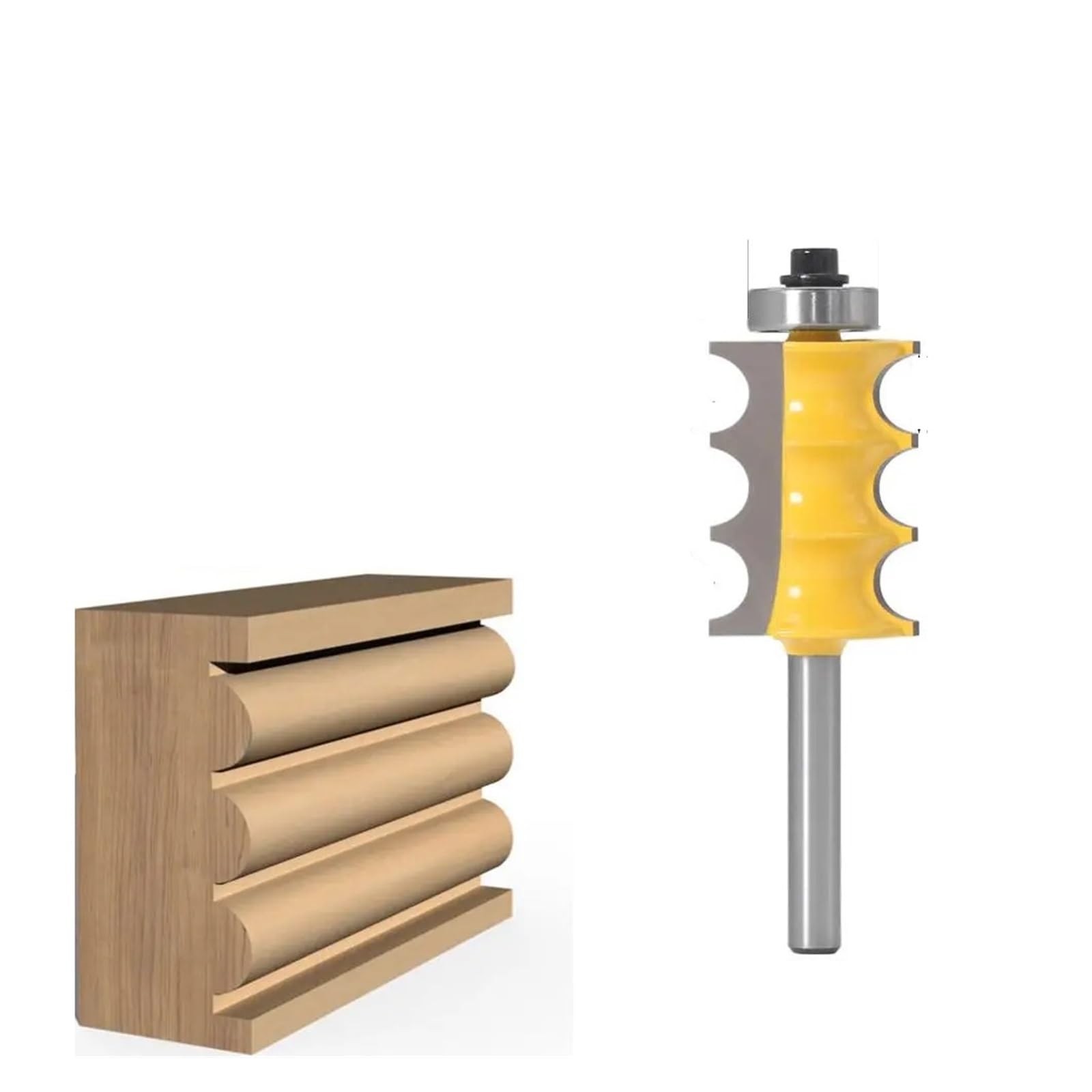 Punta for fresa con finitura a tripla perlina, 1 pezzo, gambo da 1/4", 6 mm