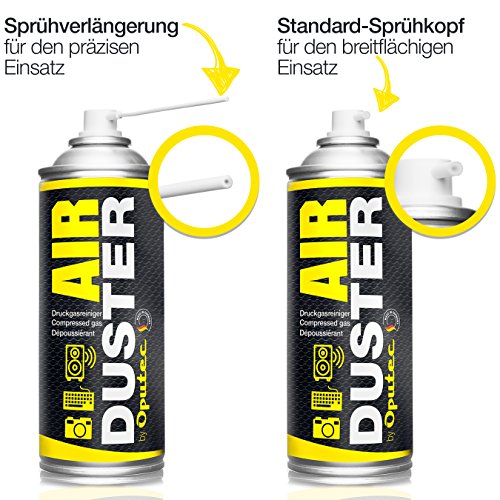 Oputec Air Duster 6x400ml : pack de bombes à air comprimé avec rallonge - 3