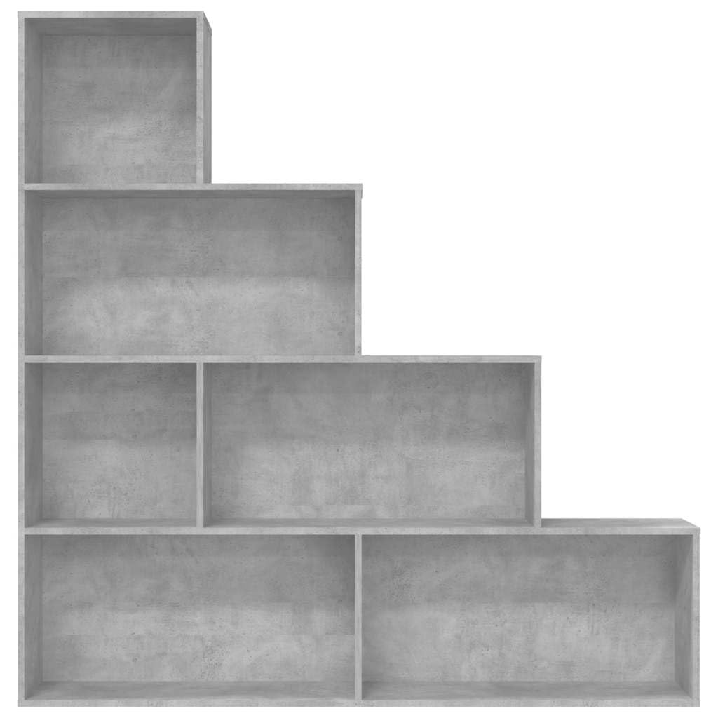 Libreria grigio cemento in legno 155 x 24 x 160 cm con 6 ripiani aperti come divisorio e spazio per soggiorno, ufficio, studio, sistema di scaffalatura salvaspazio per libri e raccoglitori
