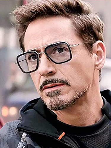 Image of Legend Eyewear Tony Stark Sunglasses Vintage Square Metal Frame for Men Women Vintage Sun Glasses (Blue Light Blocking