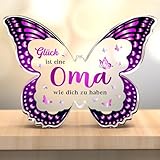 Joyvado Oma Geschenk Weihnachten, Schmetterlings Acryl Briefbeschwerer, Sinnvolle Geschenk für Oma zum Geburtstag Weihnachten Muttertag