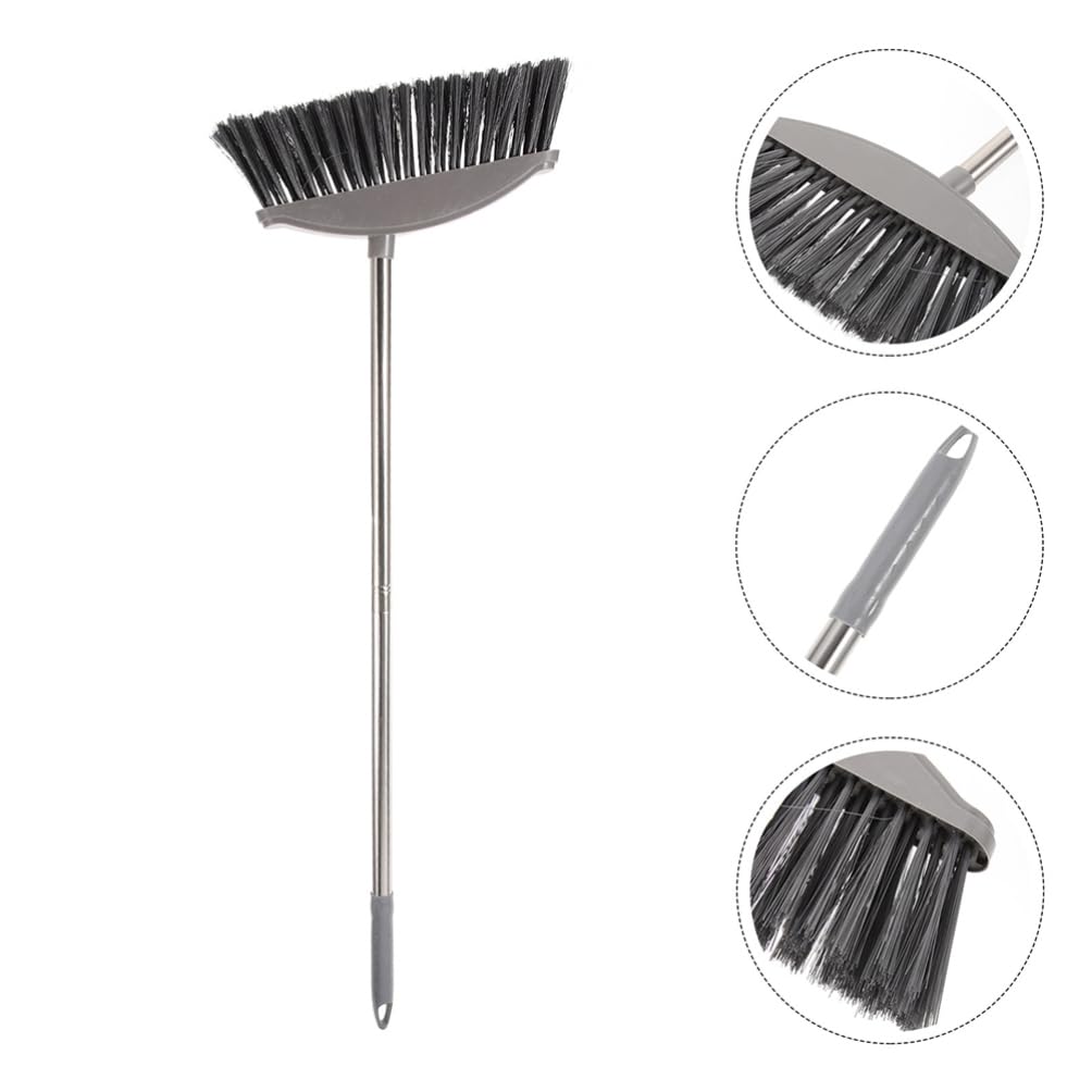PRETYZOOM Brooms for Sweeping Outdoor Stainless Steel Broom 2pcs Sweeping Brooms with Long Handle Outdoor Indoor Commercial Broom Wide Angle for Home Courtyard Garage Kitchen Office Floor