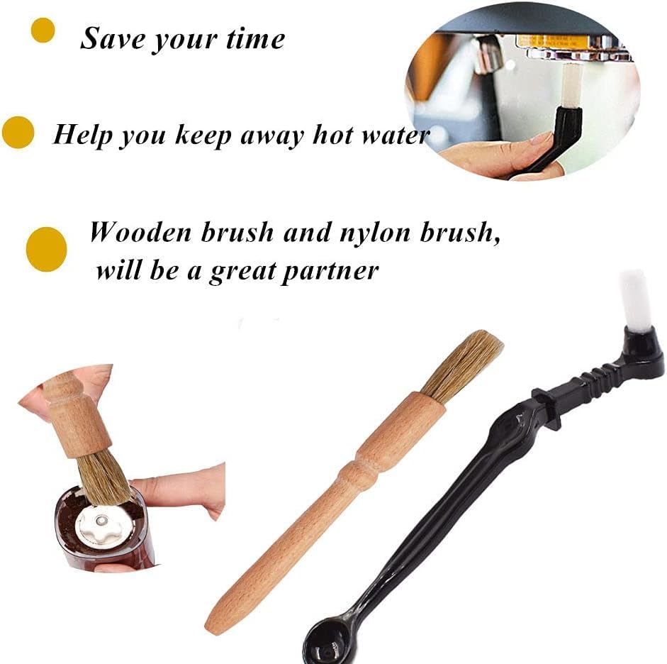 Image of THW Pack of 5 Coffee Brush, Coffee Grinder Cleaning Brush, Espresso Cleaning Brush, Coffee Tool Cleaning Brush, Used for Cleaning Coffee Machines in Kitchens and Cafes