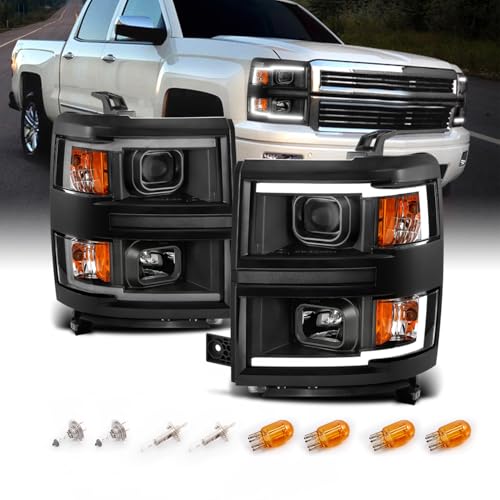AmeriLite for 2014-2015 Silverado 1500 Pickup Square Projector Dual...