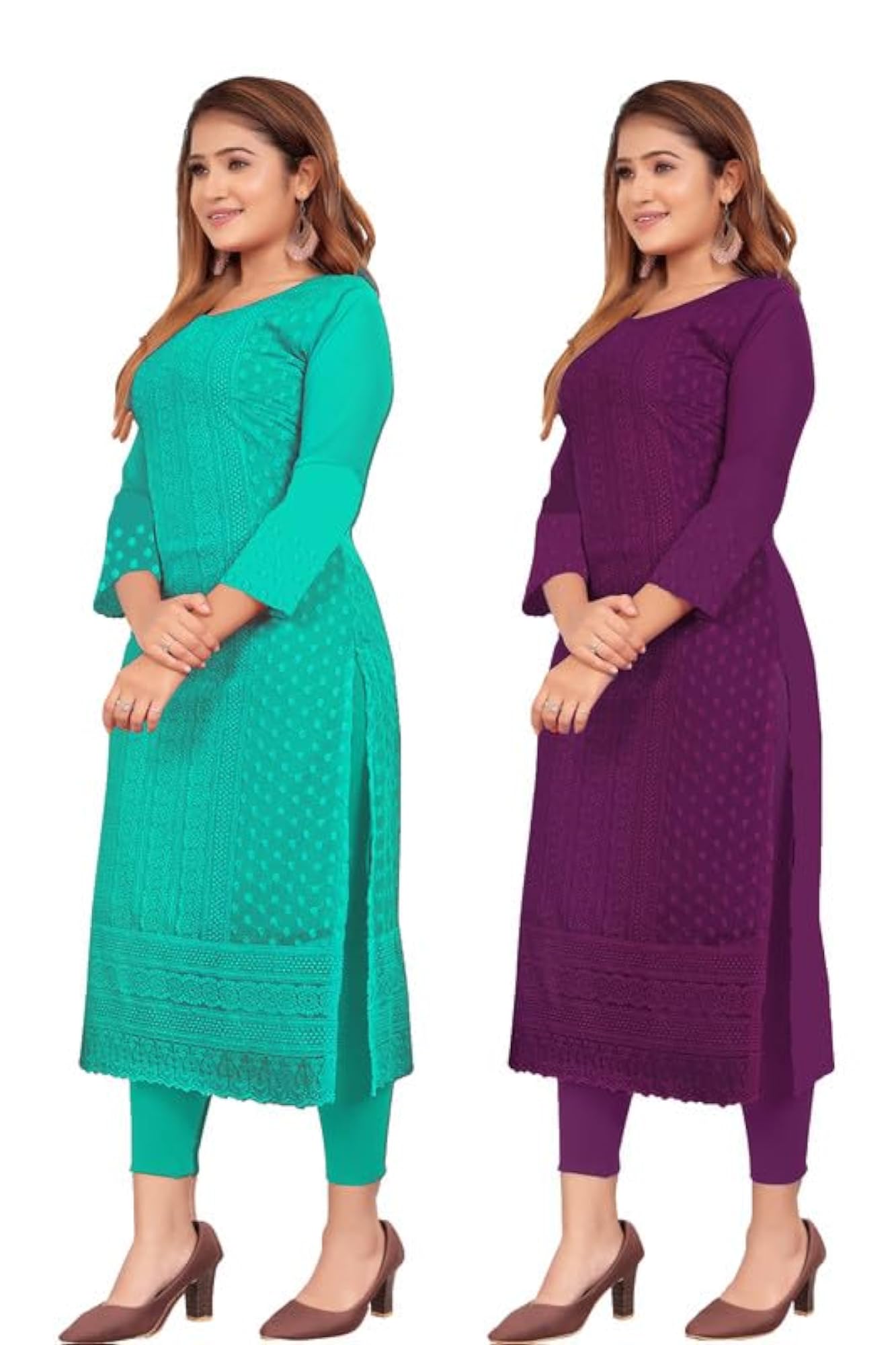 Hand Embroidered Chikankari Georgette Kurta for Women