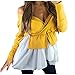 Produktbild DQANIU Frauen Sexy Falten Front V-Ausschnitt Bluse Schulterfrei Patchwork Asymmetrischer Saum Tops Tunika Damen Elegante Langarm Plissee Unregelmäßiger Saum Streifen Bluse