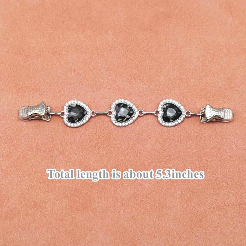 Image of Chain Collar Pins Heart Stone Cardigan Sweater Clip Top Cinch Clip