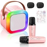EDECOR Máquina de Karaoke para Niños, Altavoz de Karaoke Portátil con 2 Micrófonos Inalámbricos, Altavoz Bluetooth, 5...