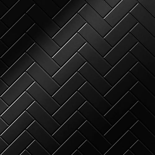 from Plain to Beautiful in Hours 124-717-HERRINGBONE - Paneles de pared de PVC 3D en espiga de 4 x 8 pies, color negro brillante, 1 unidad