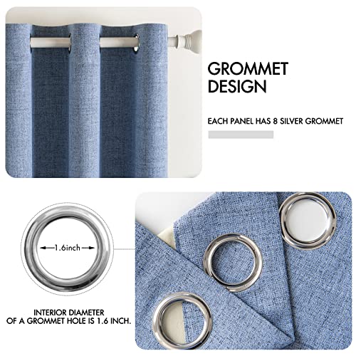 Image of MIULEE Linen Texture Curtains for Bedroom Solid 100% Blackout Thermal Insulated Stone Blue Curtains Grommet Room Darkening Curtains /Drapes for Living Room 52x63 Inch (2 Panels)