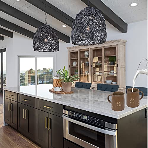 Wg Inc Ceramic Mug Set Of 2 - Handcrafted Engraved Rustic Brown Coffee Tea Mugs Stoneware Jumbo Cup Combo For Home Office - Cereal Milk Breakfast Dishwasher Safe (12 Oz / 350 Ml) #TOP3