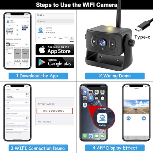 Yeoizo Solar Wireless Backup Camera, 5G Hd Wifi Rear View Camera No Wiring thumb #4