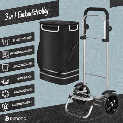 Dimono® Einkaufstrolley Klappbarer 3 in1 Trolley zum Einkaufen; 56 Liter inkl. Kühlfach; Transportwagen Shopping-Trolley Einkaufswagen Einkaufstasche (Schwarz) – Bild 3