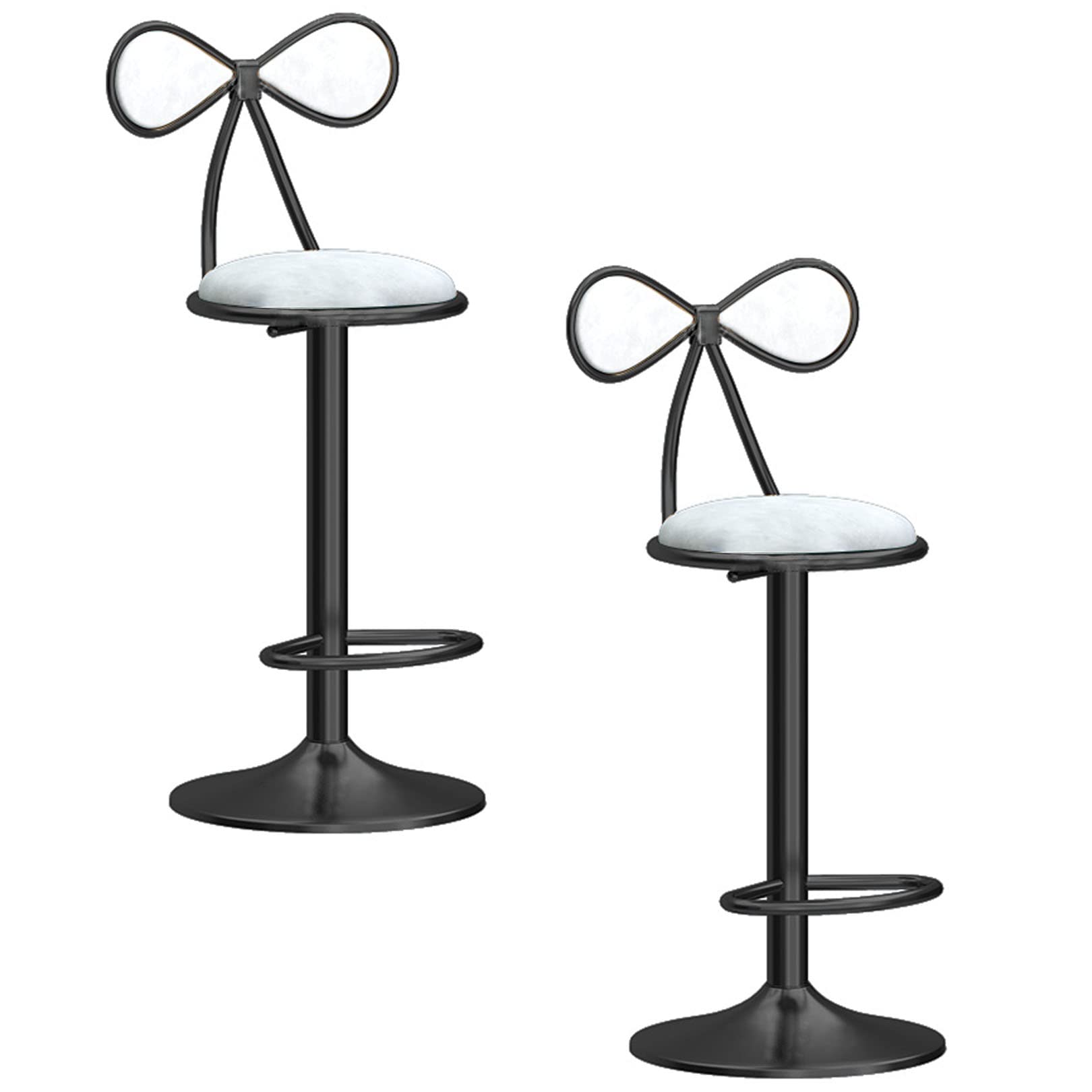 Tabouret de bar réglable avec dossier arc lot de 2 blancs pour comptoir