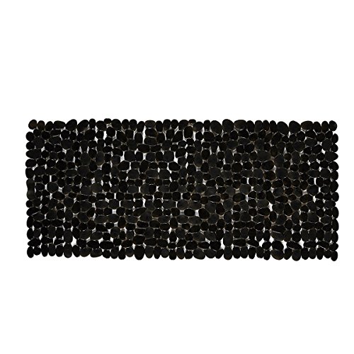 Bathsafe Tapis de bain extra long, antidérapant, antibactérien, avec ventouses, lavable en machine, 88 x 40 cm, noir