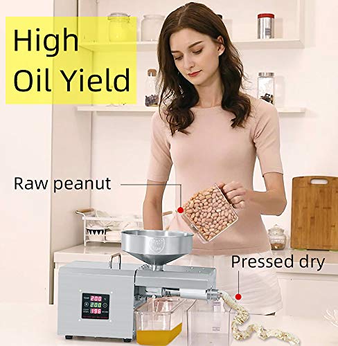 CGOLDENWALL Household Oil Press Machine Automatic Oil Extractor Organic Oil Expeller Electric Oil Presser Pressing Intelligent Control Panel Food Grade Stainless Steel (220V)