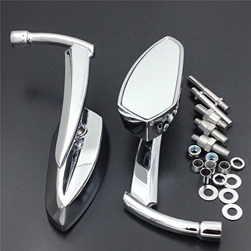 HONGK- Motorcycle Chromed Spear Blade Mirrors Compatible with H-D Sportster Dyna Softail [B01C0SRC28]