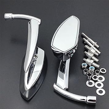XKH- Motorcycle Chromed Spear Blade Mirrors Compatible with Harley Davidson Sportster Dyna Softail [B00Y7C6XAS]
