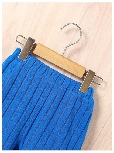 Image of SHENHE Boy's 2 Piece Ribbed Outfits Crew Neck Short Sleeve Tee Top and Track Shorts Set Royal Blue 5Y