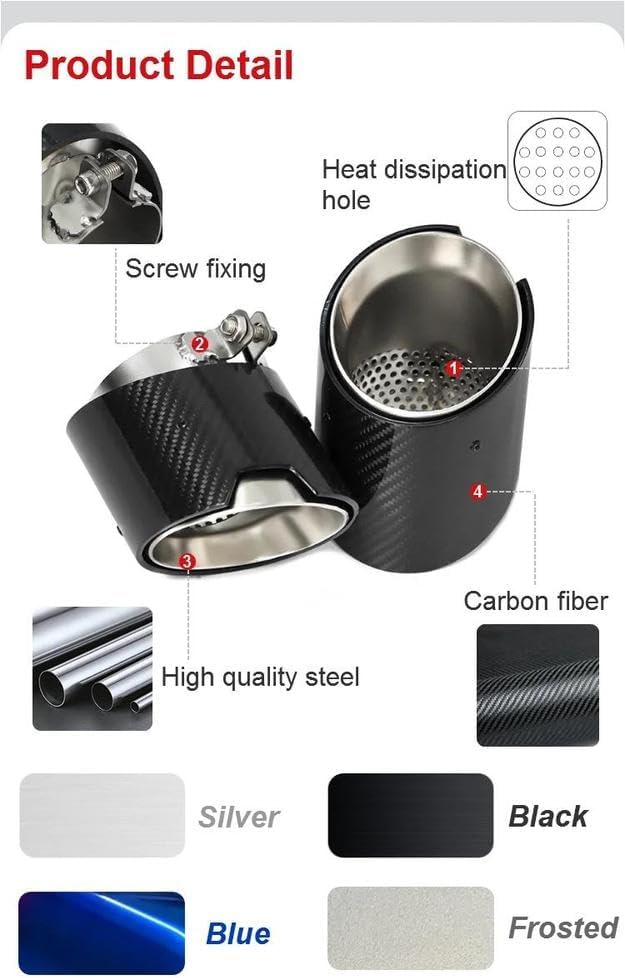 Spare Parts 4pcs Car Exhaust Tip For BMW X3M X4M F97 F98 Performance Exhaust Pipe Direct Plug Muffler Tip Nozzle Tailpipe(Black)