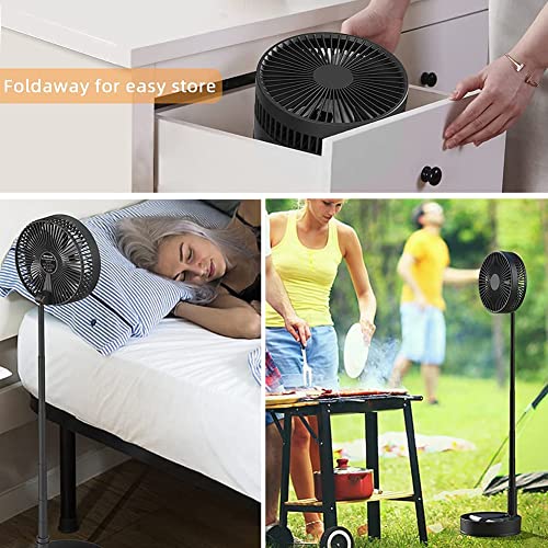 Portable Floor Fan - Foldaway Pedestal Standing Table Fan,8 Inch Telescopic Desk Fans with Remote Control,10000Mah Rechargeable Battery,7 Fan Blades,4 Speeds and Timer ,Quiet for Rooms,Bedroom,Office,Outdoor, Camping - Thumbnail 6