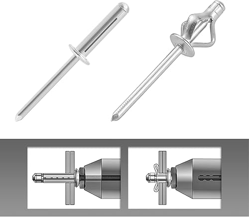 Miniatura 6 de Litoexpe Remaches de triple pliegue de 316 x 34 pulgadas, 60 remaches ciegos de aluminio sólido, remaches tripliegues explosivos para barcos