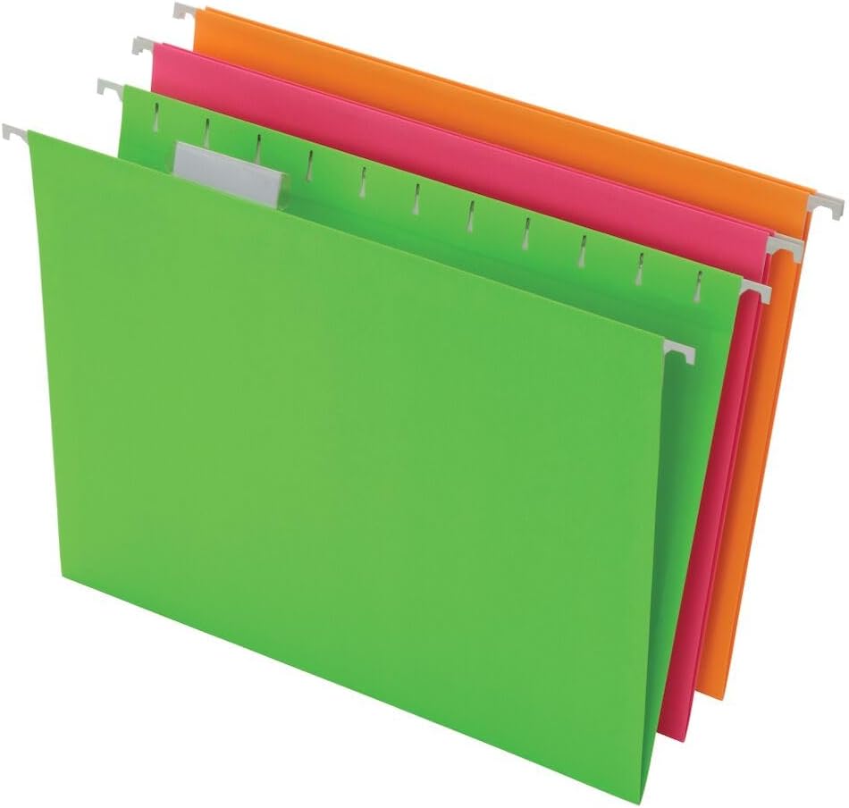 Pendaflex Glow Hanging File Folders, Letter Size, Assorted