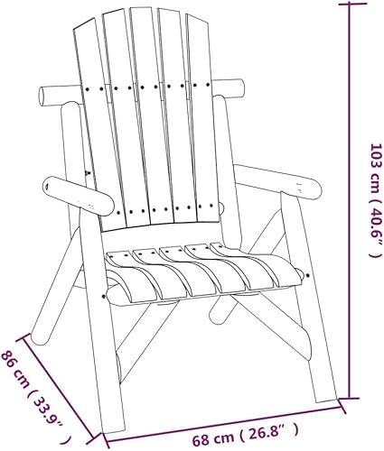Miniatura 2 de Garden Chair Natural Wood, Solid Spruce, Medium Size, Durable Adirondack Design for Patio, Balcony, Outdoor Seating