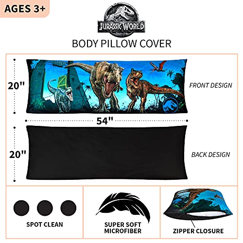 Franco Kids Bedding Super Soft Microfiber Zippered Body Pillow Cover, 20" X 54", Jurassic World,Pe0118 #TOP2