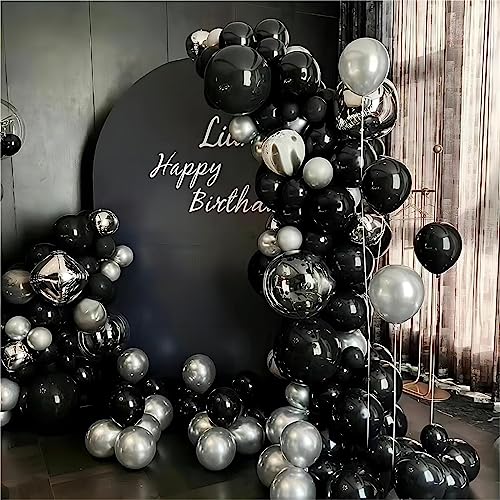 100Pcs Black Balloons, 12 Inch Black Latex Party Balloons Helium Quality For Gende Reveal, Birthday,Baby Shower,Wedding, Halloween Or Christmas Partyparty Decoration (With Black Ribbon) #TOP4