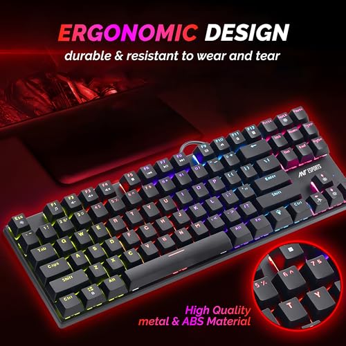 Image of Ant Esports Scorpion MK20 Wired 75% Mechanical Gaming Keyboard, 87 Keys Compact TKL Wired Linear Red Switches Detachable USB RGB Backlight Keyboard