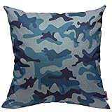 Mugod Blue Camouflage Throw Pillow Cover Sea Water Camouflage Seamless Pattern Decorative Square Pil