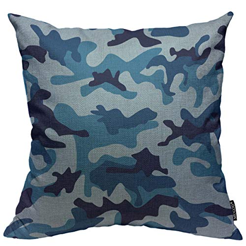 Mugod Blue Camouflage Throw Pillow Cover Sea Water Camouflage Seamless Pattern Decorative Square Pillow Case For Home Bedroom Living Room Cushion Cover 18X18 Inch #TOP14
