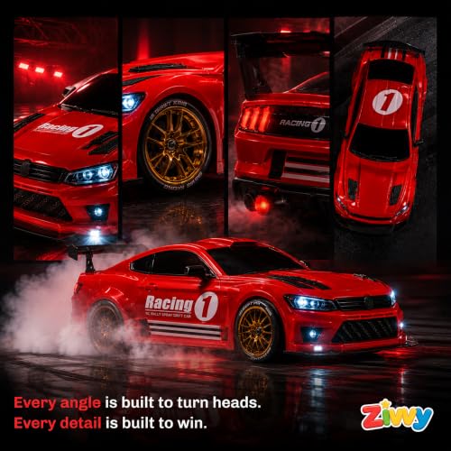 Image of Red Remote Control Car Toy | Volks Wagin | Rechargeable Remote Control Car | 2.4G Remote Control | Tire Replacement | High Speed Motor | 100m Range | LED Light | Birthday Gift for Kids