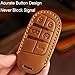 Hontumax Premium Leather Key Fob Cover for Chrysler 200 300, for Jeep Grand Cherokee Renegade Compass, for Dodge Durango Charger Challenger Hornet Journey (Brown)
