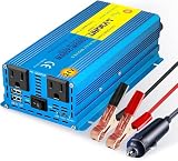 LVYUAN 1000 Watt Pure Sine Wave Power Inverter 12V DC to 110V/120V AC Converter with 2 sockets and USB Port for Car Truck Family Solar System,RV, Truck,Road Trip & Emergency