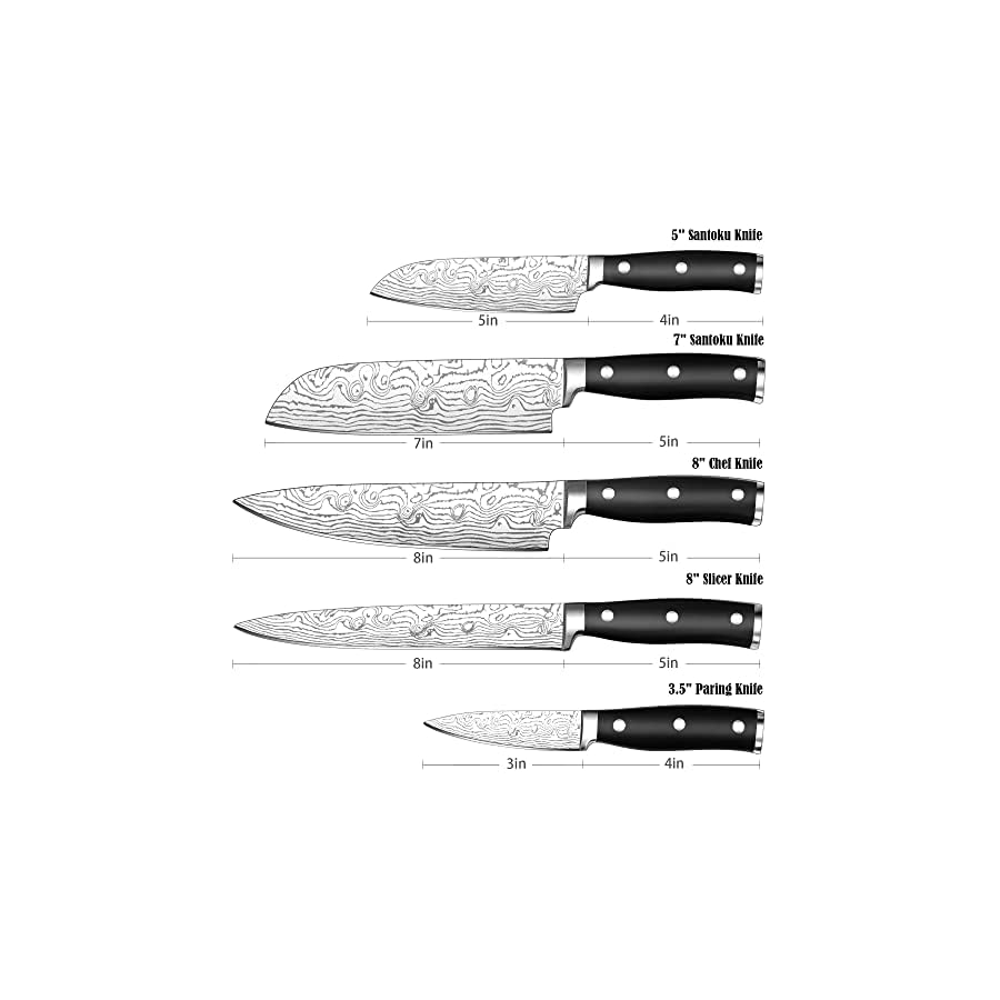 KroWallu-kitchen-Knife-sets-5-Piece-Chef-Knife-with-Triple-Riveted-Handle-High-Carbon-Stainless-Steel-Ultra-Sharp-Well-Balanced-Perfect-Cutlery-Set-Gift-with-Beautiful-Wood-Storage-Block KroWallu 5-Piece Stainless Steel Kichen Knife Set with Ergonomic Triple Riveted Handle, Rust-proof, Easy to clean, Professional Chef Knife Set for Home and Restaurant