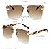 Siming Luxury Square Sunglasses, Black and Gold, Metal Frame, Designer Style, UV Protection (Leopard Print-Brown)