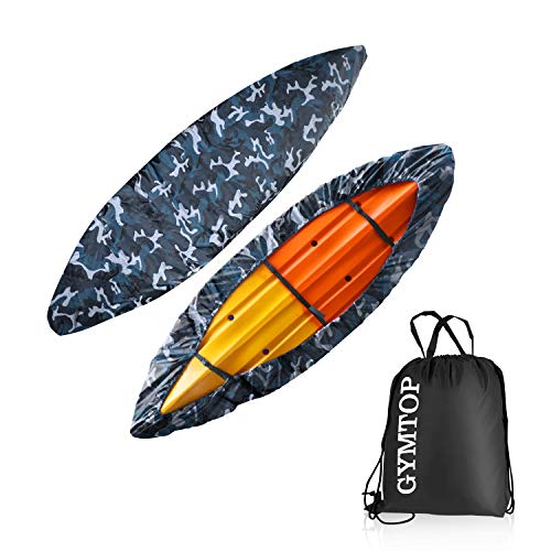 GYMTOP 7.8-18ft Waterproof Kayak Canoe Cover-Storage Dust Cover UV Protection Sunblock Shield for Fishing Boat/Kayak/Canoe 7 Sizes [Choose Color] (Ocean Camo(Upgraded), Suitable for 10.8-12ft Kayak)
