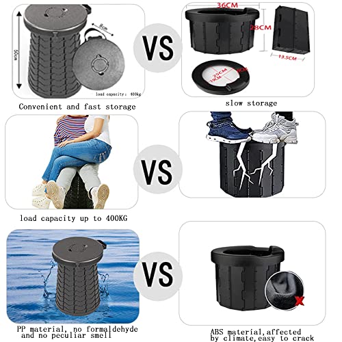 ALEVMOOM XXL Portable Toilet for Camping,880lbs Capacity,19.7" H Adjustable Portable Toilet with 7 Garbage Bags,Porta Potty for Adults,Collapsible Luggable Loo for Camping/Travel/Car/Hiking Black - Image 4