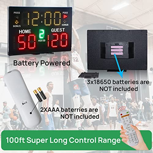 Yz Battery Powered Electronic Basketball Scoreboard With Buzzer, Portable Tabletop Digital Scoreboard With Remote, Wall-Mounted Professional Score Clock Score Keeper For Multisports Indoor Outdoor #TOP2