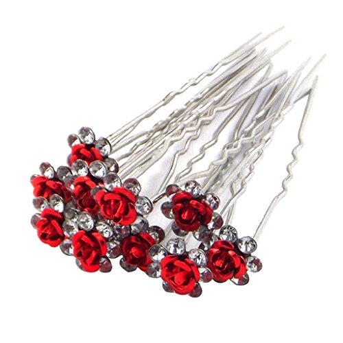 10 pz donne Fashoin placcato argento strass rose