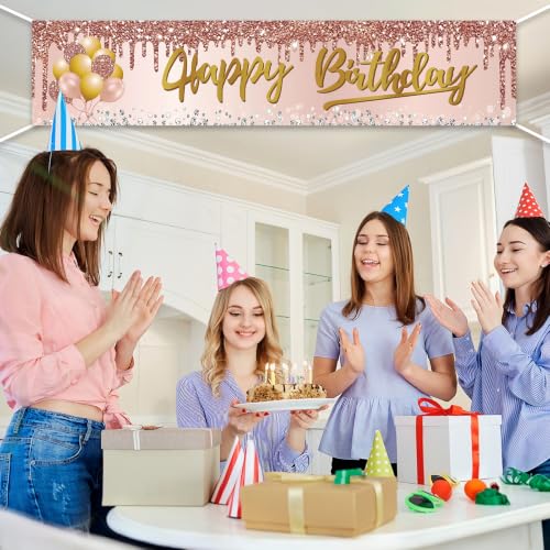 Image of Excelloon Happy Birthday Decorations Birthday Banner for Girls Women