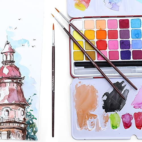 Transon Detail Model Paint Brushes 7Pcs For Acrylic, Gouache, Oil, Tempera And Face Painting #TOP5