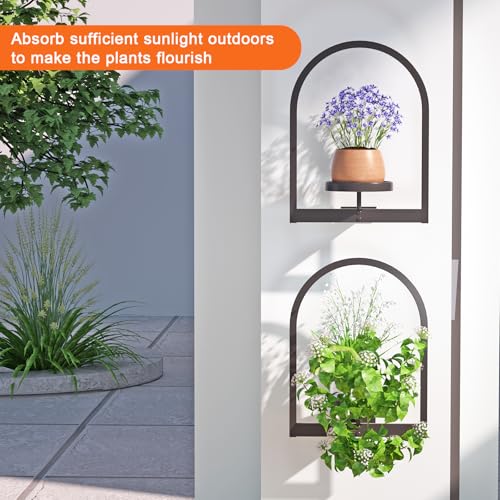 Image of Flenpptly Wall Plant Holder, Wall Planter for Indoor Plants, Window Plant shelves for Multiple Plants Indoor Outdoor, Framed Plant Holder for Home Decor (2 Pack)