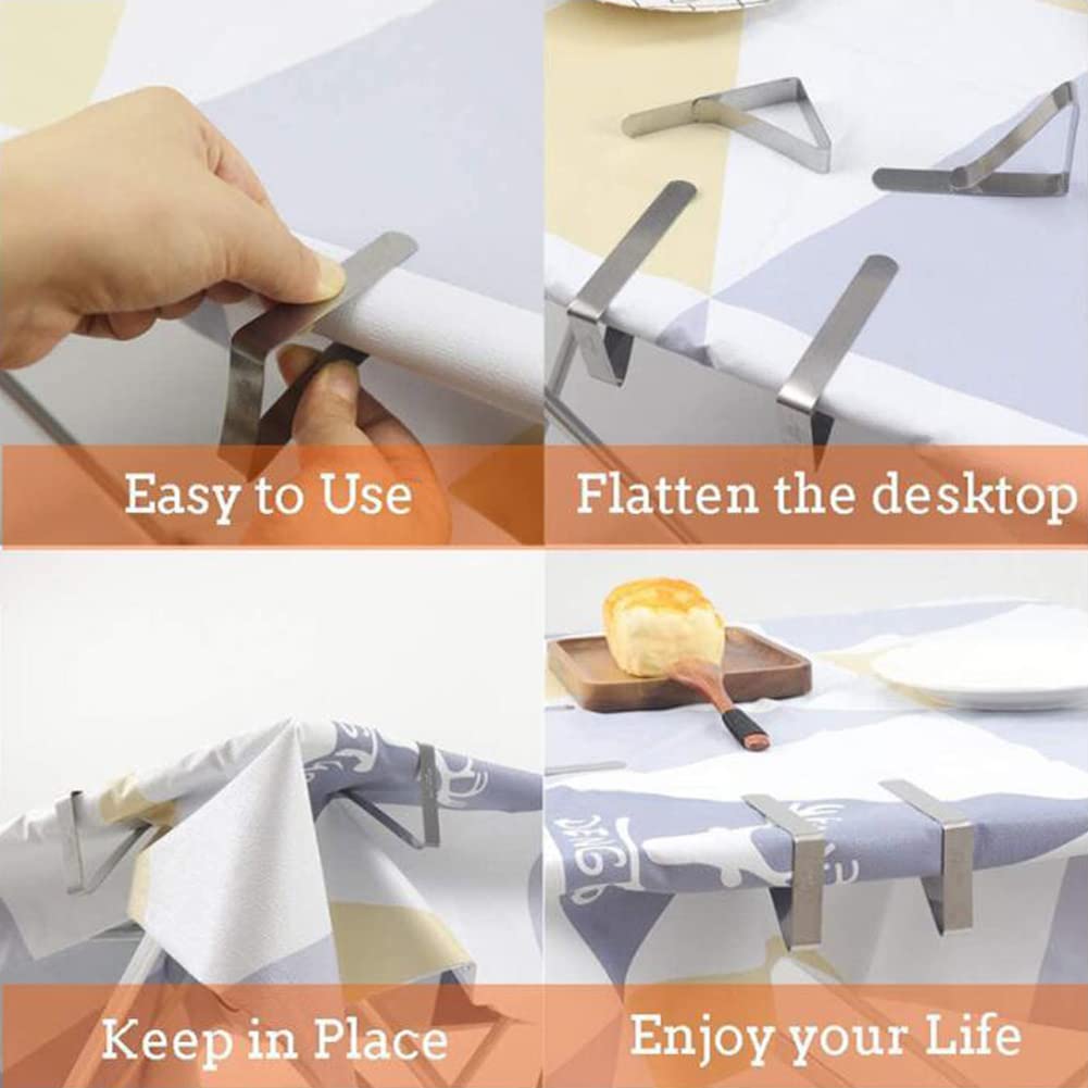 AISHOW 30 Pezzi Tovaglia Clip in Acciaio Inox Tablecloth Clip Regolabile Fermatovaglia da Esterno Clip Antiscivolo Morsetto per Tavolo da Pranzo da Cucina
