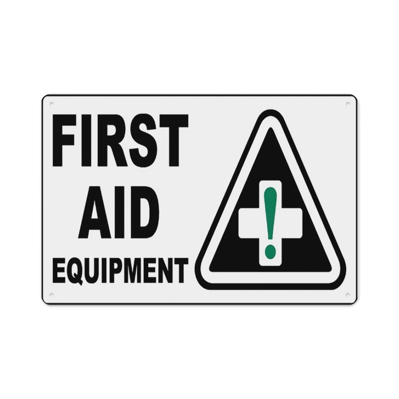 peiyeety First Aid Equipment Sign Aluminum Tin Warning Signs For Home Outdoor Garden 12X16 Inches