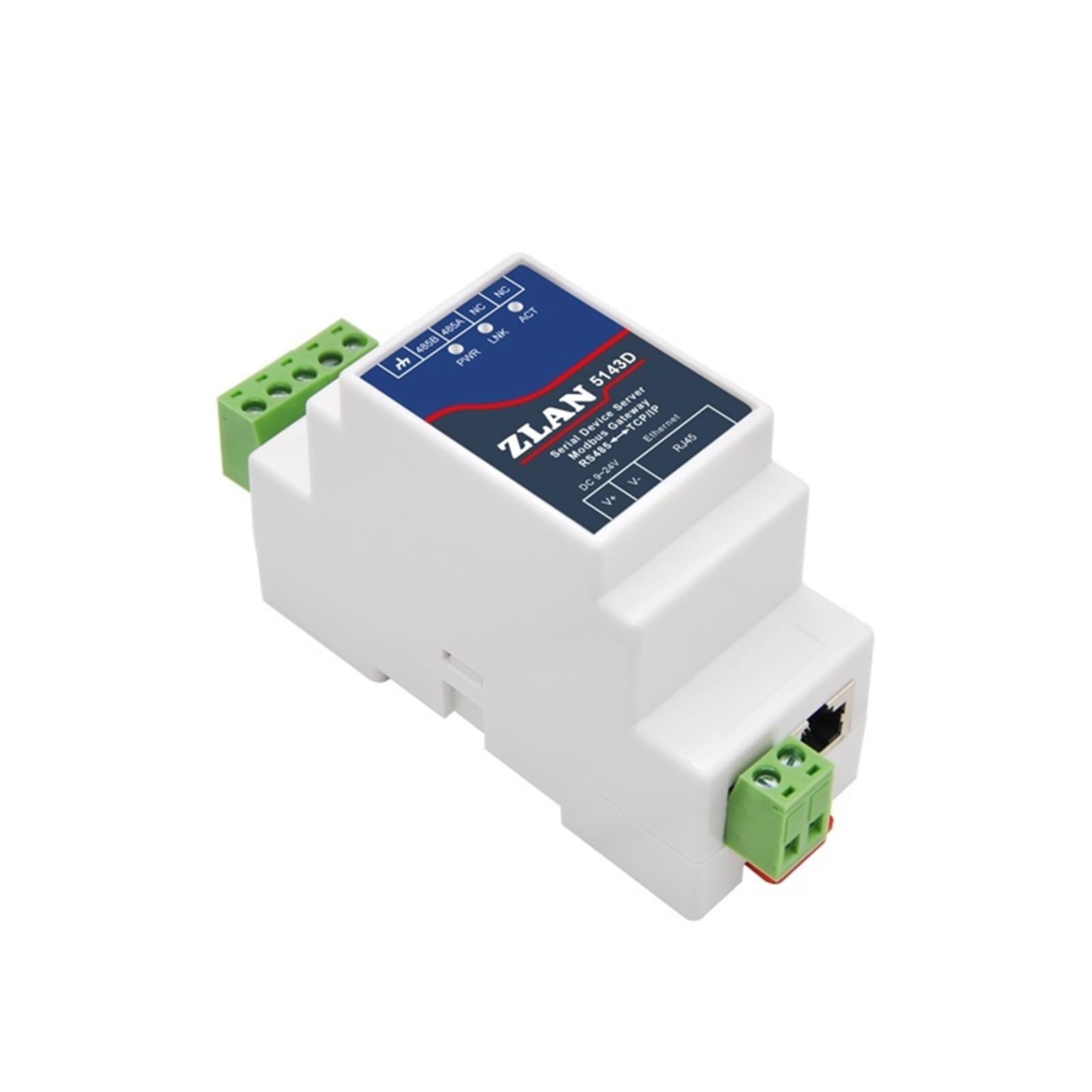 Convertisseur Ethernet série RS485 vers Ethernet IP 5143D for rail DIN avec adaptateur en option(No power adaptor)